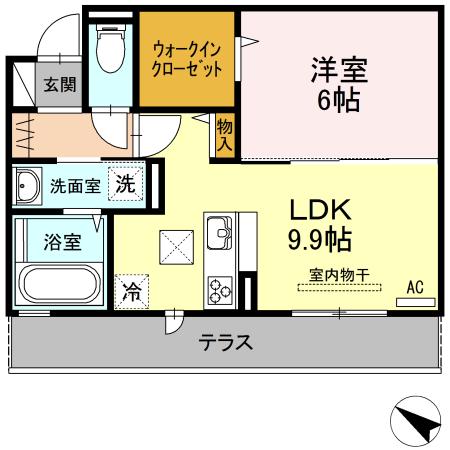 ハコマルシェ(1LDK/2階)の間取り写真