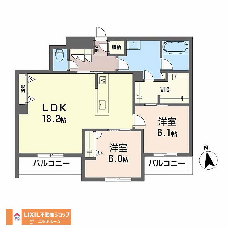 ベレオ安宅(2LDK/1階)の間取り写真