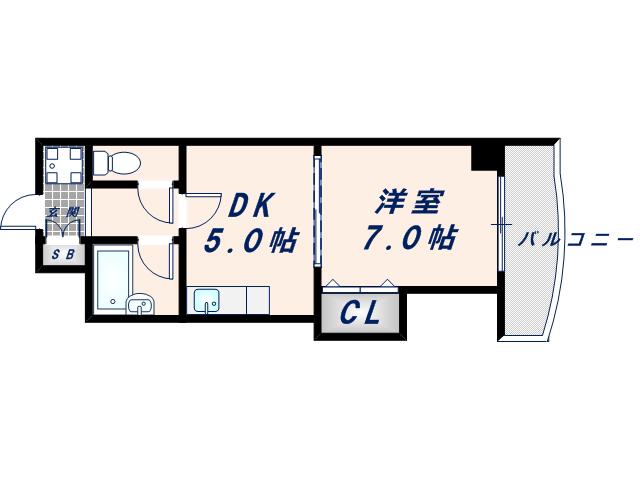 ルシエ桃谷(1DK/5階)の間取り写真