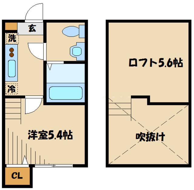 LOUPDEMER相模大野(1K/2階)の間取り写真
