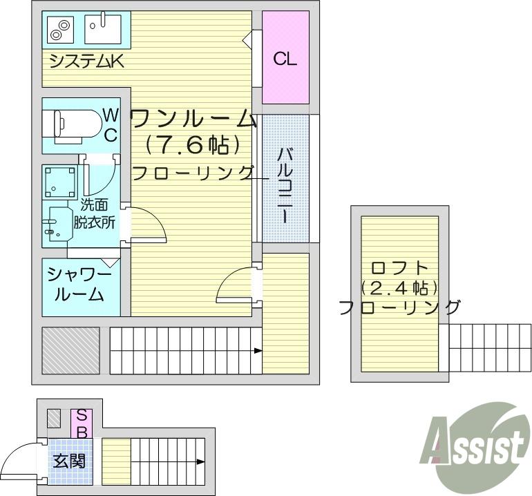KIKUNA原町(ワンルーム/2階)の間取り写真