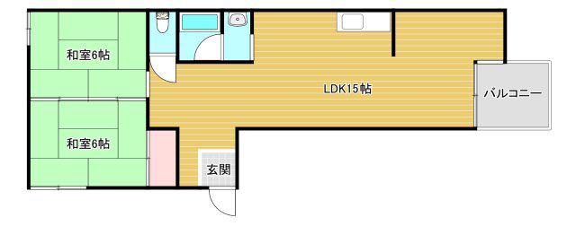南松竹マンション(2LDK/3階)の間取り写真