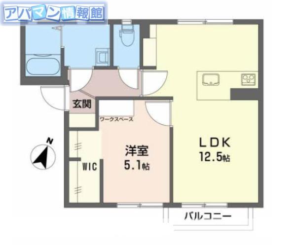 ピリカA(1LDK/2階)の間取り写真