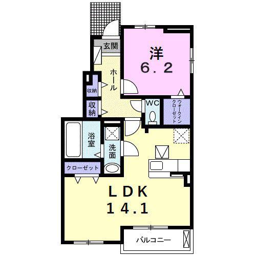SUN CITY 青山 B(1LDK/1階)の間取り写真