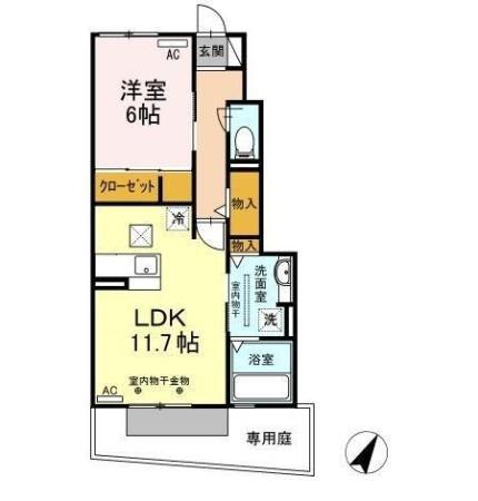 アムール町田(1LDK/1階)の間取り写真