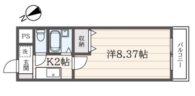 ソレアード(1K/2階)の間取り写真