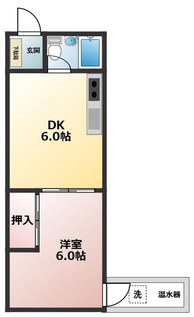 マンション ふき(1DK/3階)の間取り写真