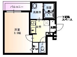 フジパレス大物駅北1番館(1K/2階)の間取り写真