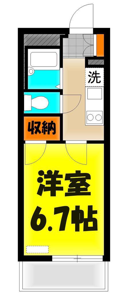 レイクサイド武蔵浦和(1K/1階)の間取り写真
