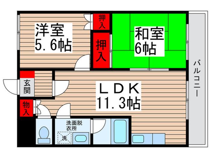 サンパラッツォ馬橋(2LDK/4階)の間取り写真