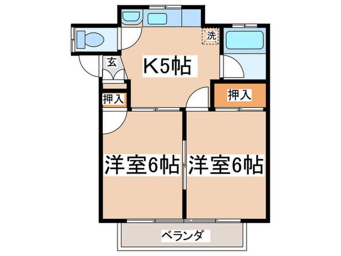 コーポ谷口(2K/2階)の間取り写真