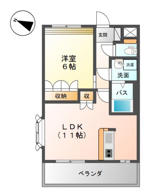 サンテ・フルール(1LDK/2階)の間取り写真
