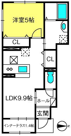 GRAN COSTA I(1LDK/1階)の間取り写真