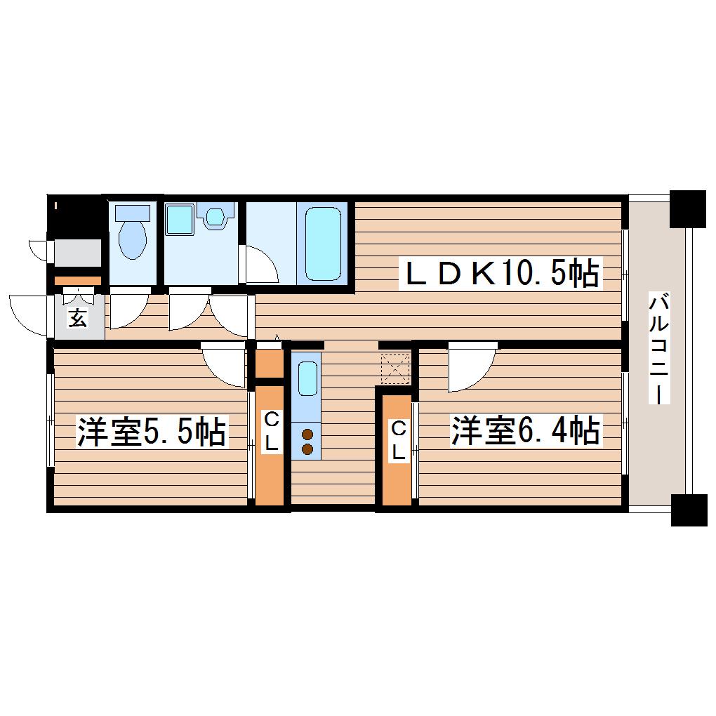ノーブル・シャトーK(2LDK/2階)の間取り写真