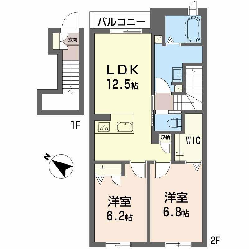 シャーメゾン プレミアスII(2LDK/2階)の間取り写真