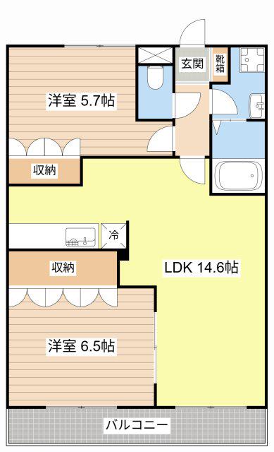 CASA VERDE(2LDK/2階)の間取り写真