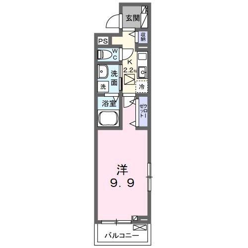 ソラリス(1K/1階)の間取り写真