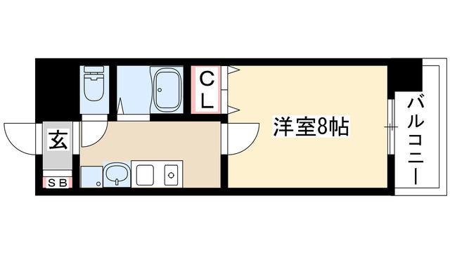 ベル池下(1K/7階)の間取り写真