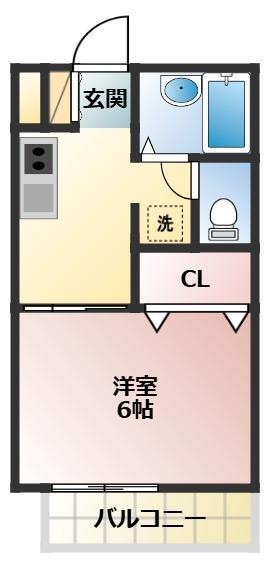 パル勝田台(1K/2階)の間取り写真