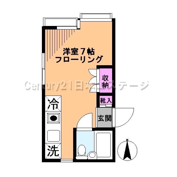 ベルブルージュ(ワンルーム/1階)の間取り写真