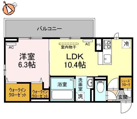 シャルマン上吉野(1LDK/3階)の間取り写真