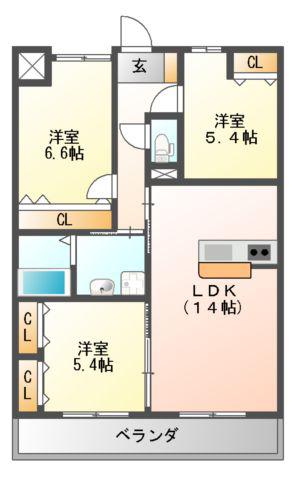 セイワコートプレミアム(3SLDK/2階)の間取り写真