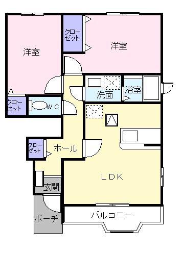 ヴィーダフェリスV(2LDK/1階)の間取り写真