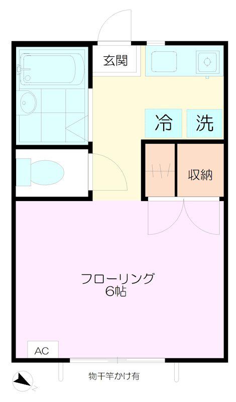 タウンハウス武蔵野B(1K/2階)の間取り写真