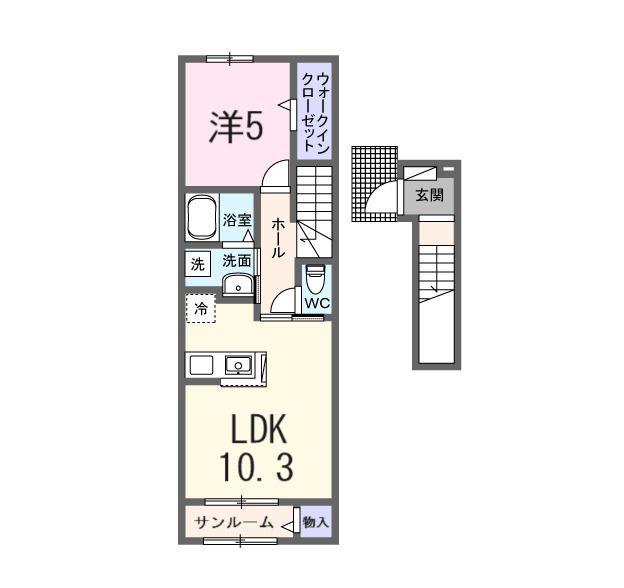 ペニーレイン(1LDK/2階)の間取り写真