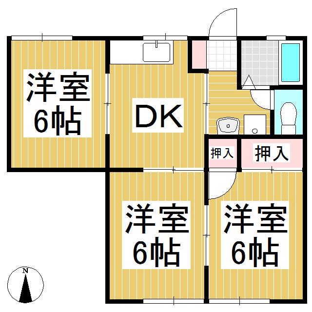 サンシティハイム滝(3DK/1階)の間取り写真