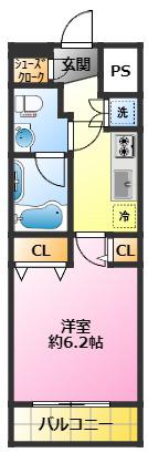 レアライズ武蔵小杉II(1K/4階)の間取り写真