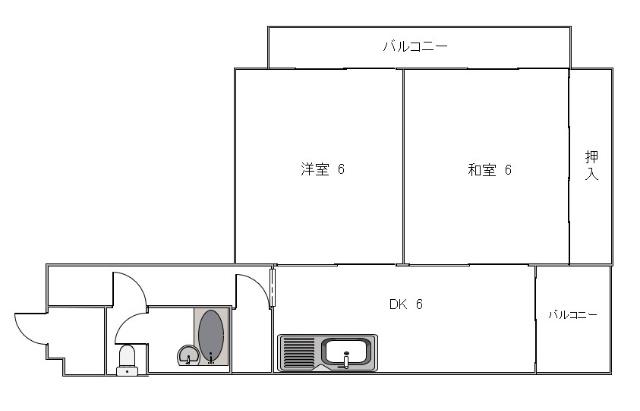 福信ビル(2DK/7階)の間取り写真