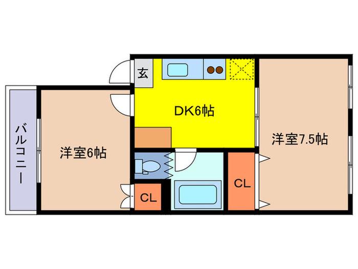 巣鴨ロイヤルコーポ(2DK/5階)の間取り写真