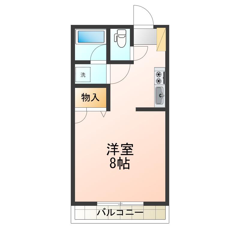 クックデュオ(1K/2階)の間取り写真