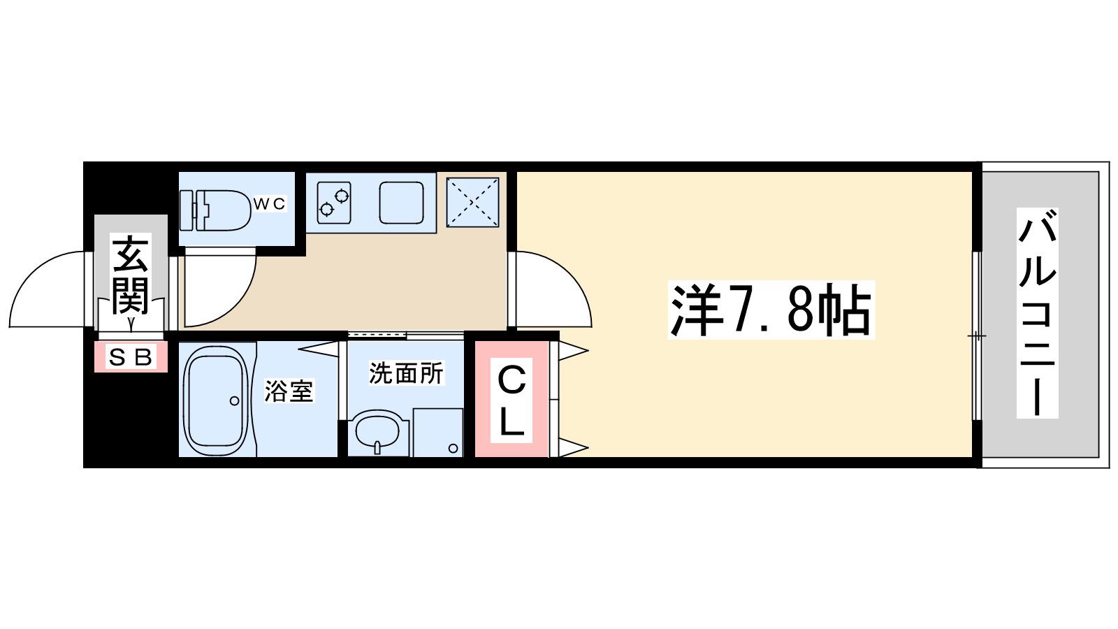 レジュールアッシュプレミアムツイン1(1K/3階)の間取り写真