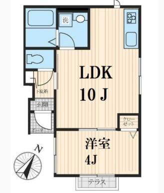 ボンメゾン(1LDK/1階)の間取り写真
