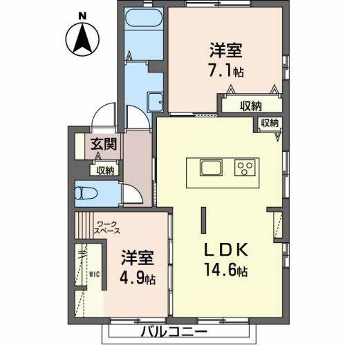 マルベリーハイツ(2LDK/1階)の間取り写真