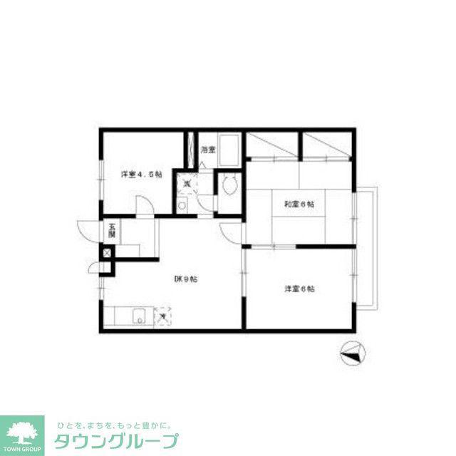 グランドハイツB棟(3DK/1階)の間取り写真