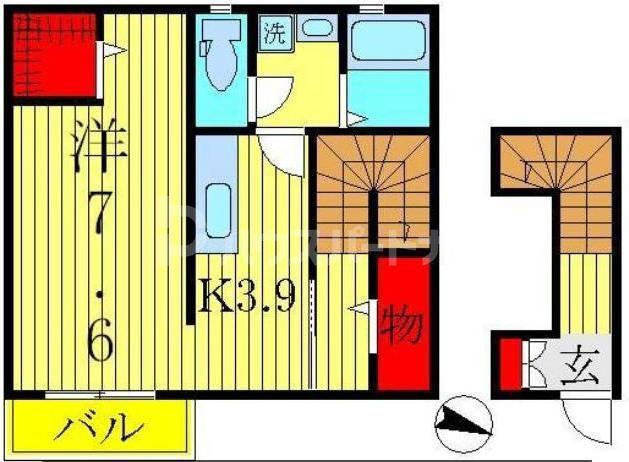 シリエージョ南柏(1K/2階)の間取り写真