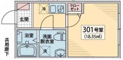 ヴェスタ南小岩(1K/3階)の間取り写真