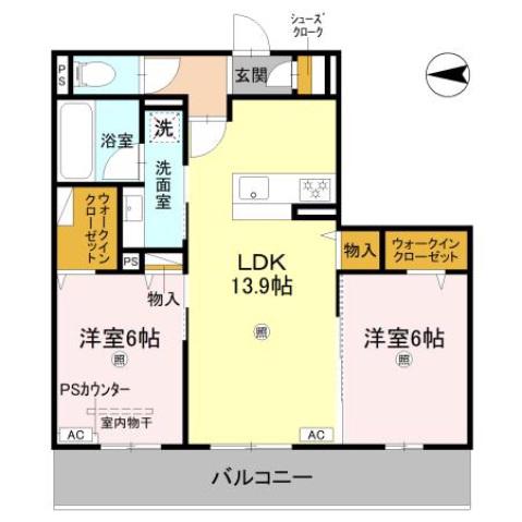 ラヴィエール南茨木Ⅰ(2LDK/2階)の間取り写真