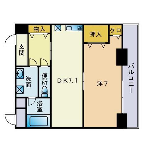 レジデンス西新セスト(1DK/3階)の間取り写真