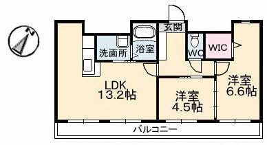 C.C.COURT五日市駅前(2LDK/4階)の間取り写真