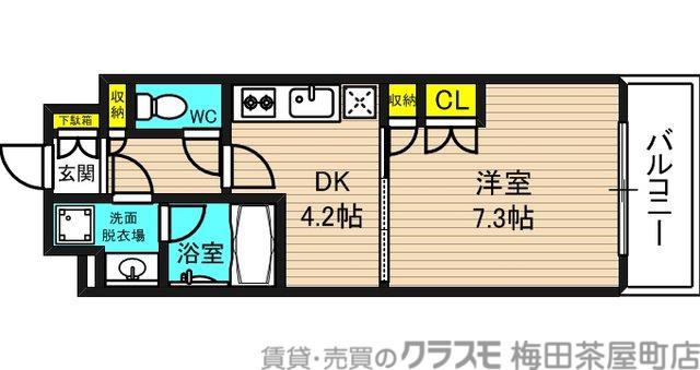 ポートヴィラ靭公園(1DK/6階)の間取り写真