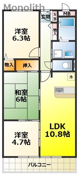 パピヨン565(3LDK/2階)の間取り写真