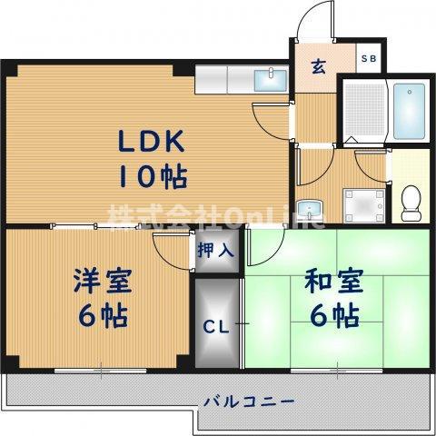 プラザあさも(2LDK/2階)の間取り写真