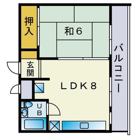 サンハイツ比恵(1LDK/1階)の間取り写真