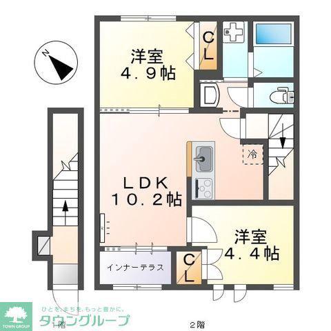 ルミエール(2LDK/2階)の間取り写真