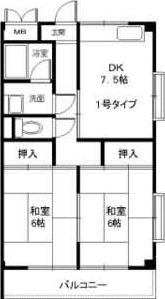 有峰ハイツ(2DK/3階)の間取り写真
