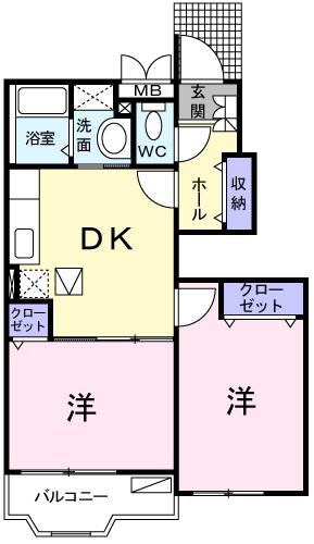 ＪＲ芸備線 安芸矢口駅 徒歩105分 2階建 築19年(2DK/1階)の間取り写真